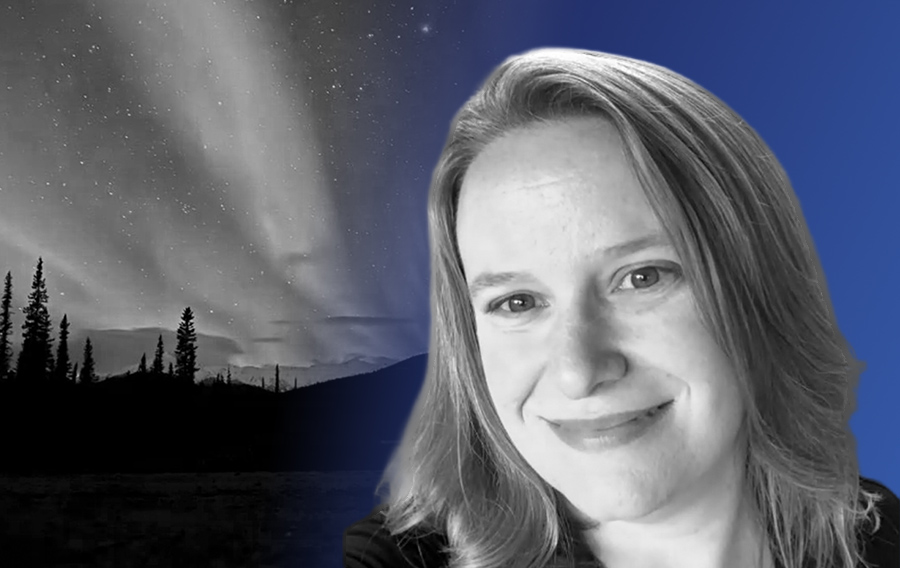 Melissa Kaelin with Aurora background